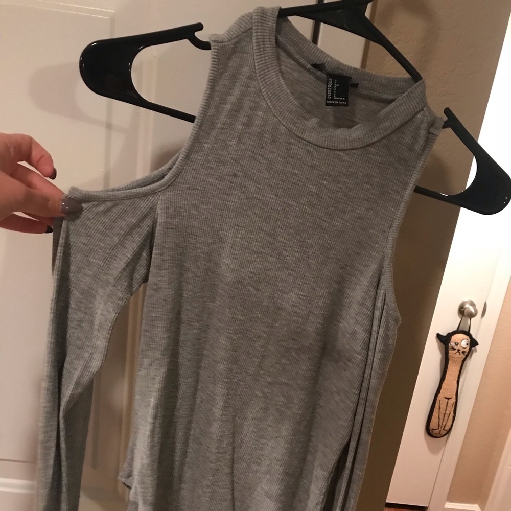 Gray Bodysuit - Cold Shoulder